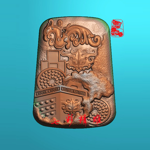 锦灰堆八破精雕图jdp灰度图bmp浮雕图玉雕仿古凤凰平安无事牌7067