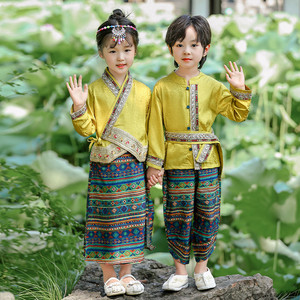 男女童傣族服少数民族服装云南版纳儿童演出服云南民族风泼水节