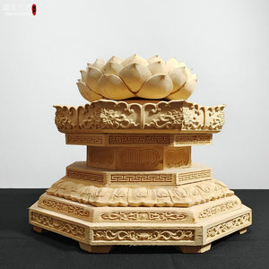 莆田木雕摆件佛像底座托实木加高金刚座菩萨莲花座须弥座佛台