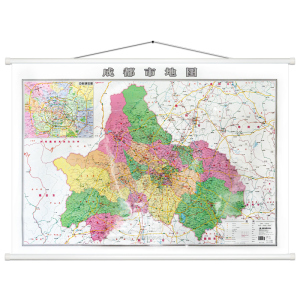 1*0.8米 成都市全图 双面覆膜挂杆地图 行政区划交通信息