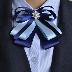 邮政银行领结女头花领花套装红蓝黄粉香槟色带钻职业护士网兜