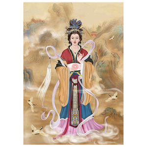 碧霞元君画像泰山老奶奶神像泰山娘娘泰山老母道家挂画相纸塑封画