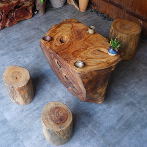 实木根雕干泡茶台自然风化香樟木整体树根茶几客厅阳台功夫小茶桌