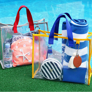 韩国透明防水袋手拎袋男女沙滩包便携游泳衣物收纳包果冻包手提包