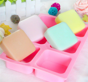 包邮 六孔正方形 DIY手工皂硅胶模具 冷制皂矽胶模 ６连方格模