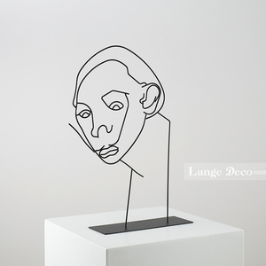 现代简约客厅电视柜线条抽象人脸摆件家居创意摆设样板房软装饰品