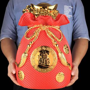 存钱罐摆件大号黄金袋客厅招财进宝存钱袋福袋储蓄罐聚宝盆摆件