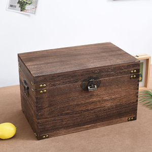实木收纳盒长方形带锁木箱做旧复古大木箱子储物箱杂物整理收纳箱