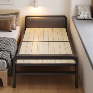 铁艺折叠单人床钢架实木床出租房用铁架子床家用1米宽午休简易床