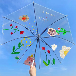 透明雨伞儿童手工diy幼儿园绘画涂鸦伞暖场活动美术美工创意伞