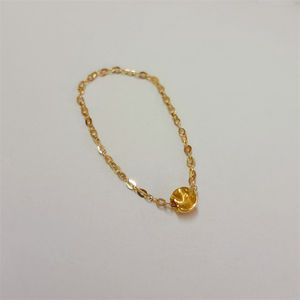 时尚18k金链戒k黄au750软戒指o字链戒搭配闪亮猫眼金珠送女友礼物