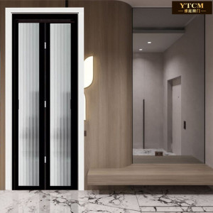 合金卫生间玻璃磨砂门钢化双层中空钛镁铝合金厨房厕所折叠开门