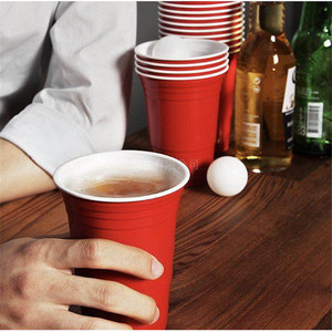 16oz一次性红色塑料杯美国派对杯beer pong杯子歌专用杯solo cup