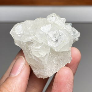 天然水晶钻石鱼眼石原石矿物白晶体摆件矿标印度共生沸石