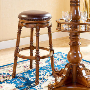 艾斯家乐美式岛台椅实木吧椅旋转高脚椅高椅无靠背吧台椅欧式吧椅