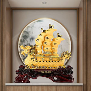 金祥源开业礼品摆件一帆风顺帆船客厅办公室工艺品现代中式沙金船