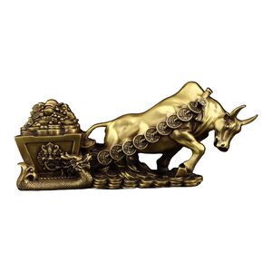 福善缘全铜牛摆件黄铜牛拉车牛气冲天店铺开业礼品办公室客厅摆设