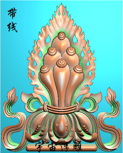 藏式家具精雕图浮雕图jdp木雕电脑雕刻图火宝八宝牡丹门板角花