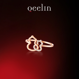 qeelin麒麟官方 wulu系列 18k玫瑰金钻石双色葫芦戒指女