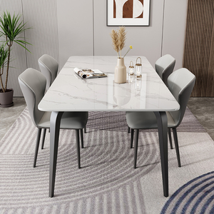 岩板餐桌椅现代简约轻奢小户型家用意式极简长方形可伸缩2024新款