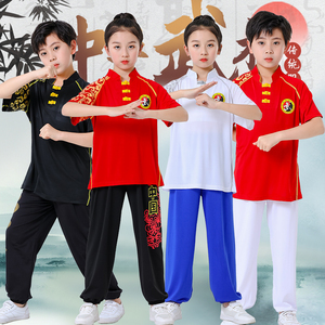卡迪彩儿童少儿武术训练演出练功服冰丝短袖夏季灯笼裤中国风太极