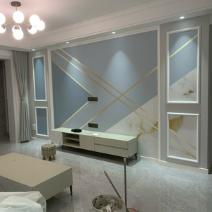 3d电视背景墙壁布现代简约线条墙纸2023新款电视机客厅壁画8d墙布