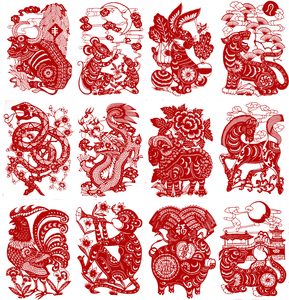 中国民间纯手工剪纸作品刻纸装饰画精品十二生肖