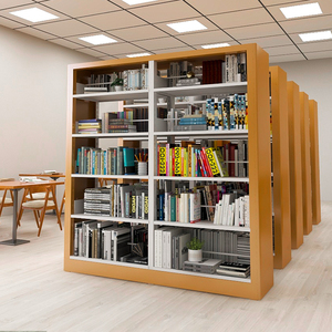 毕威尔图书馆书架双面钢制隔断架学校阅览室书店书籍落地档案架