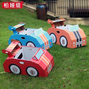 幼儿园可穿戴儿童纸板车手工纸箱汽车警车消防车救护车纸壳箱玩具