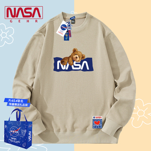 NASA联名2024新款春秋卡通小熊印花男女同款流行潮牌圆领长袖卫衣