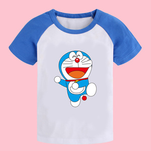 男童女童外贸潮叮当猫多拉a梦机器猫儿童 t恤纯棉夏亲子装童装短