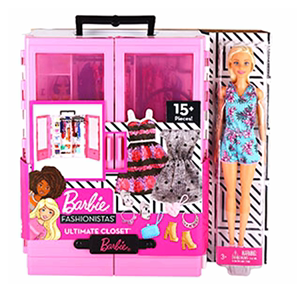 特价Barbie芭比之时尚衣橱女孩过家家换装娃娃衣柜生日礼物GBK12