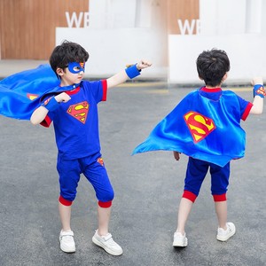 超人衣服儿童套装男童夏装cosplay服装卡通童话人物幼儿园走秀服