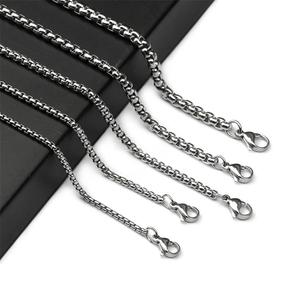 厂家直销不锈钢方珍珠项链子钛钢饰品配链粗链diy配件男士蛇骨链
