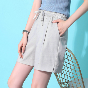 棉麻5分短裤女夏季韩版高腰宽松薄款显瘦半截裤亚麻料阔腿五分裤