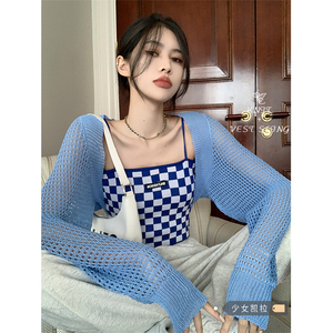 001人付款淘宝22ss春夏新款sp系列女童百搭复古气质格子吊带上衣女宝