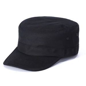 全黑色保安帽无帽徽帽子保安制服配件工作服帽子执勤帽平顶布帽