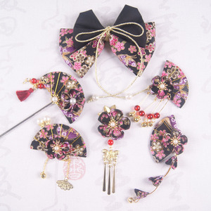 60璇玑love淘宝包邮日本和风lolita扇子樱花和服头饰古风盘发发簪