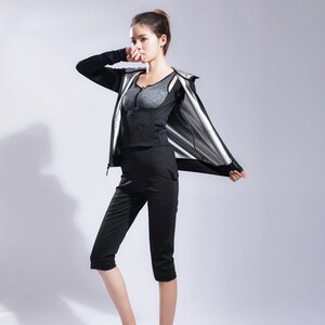 跑步运动外套女秋冬晨跑 户外暴汗服女健美操外套秋冬跑步爆汗