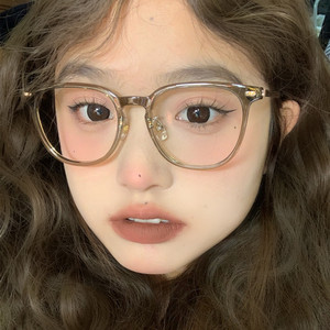 冷茶色眼镜女韩版潮素颜可配度数近视超轻大脸显瘦散光眼睛框镜架
