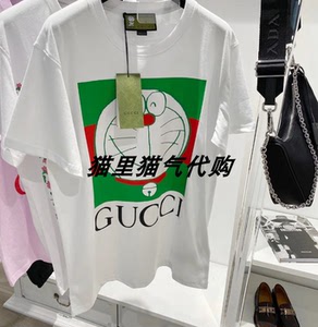 gucci/古驰2021夏季休闲百搭哆啦a梦机器猫圆领短袖t恤男女款
