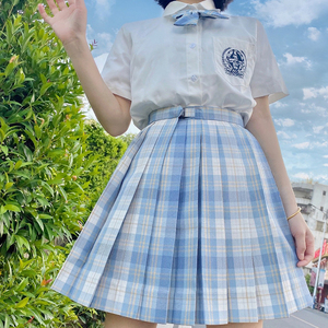 中牌制服裙冰淇淋jk制服套装现货日系高腰正统百褶裙格子裙短裙女