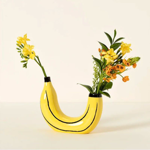 2023跨境新品香蕉花瓶树脂工艺品摆件花瓶ins风插花瓶北欧简约