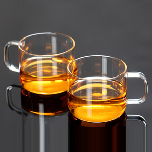 尚明CP02 耐热玻璃带把透明欧式小茶水杯咖啡杯150ml两只装品茗杯
