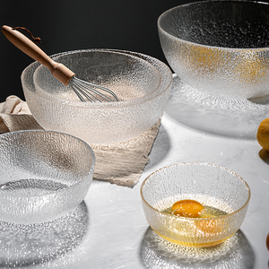 猫厨日式磨砂云纹玻璃碗水果沙拉碗甜品碗燕窝碗家用大号汤碗餐具