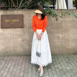 韩系橘红色薄款针织开衫女2024春季新款今年流行减龄显白毛衣外套