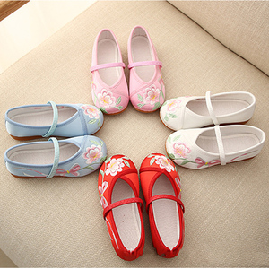 儿童公主古装绣花鞋女童夏季中国风古风民族风老北京布鞋汉服鞋子