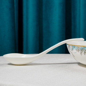 sinyu骨瓷家用汤匙高颜值创意中式调羹瓷勺子匙羹大汤勺长柄盛汤