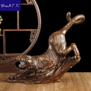 铜虎摆件纯铜老虎下山虎办公室装饰品玄光酒柜家居摆件老虎工艺品
