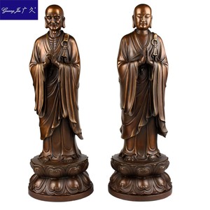 纯铜阿难迦叶尊者罗汉铜像摆件大号佛祖左右协侍家居供奉摆件